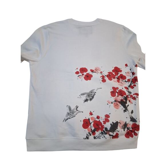 Blind Rooster Cherry Blossom Sparrow Unisex L Wrap Around “Osaka” Sweatshirt - Picture 12 of 12